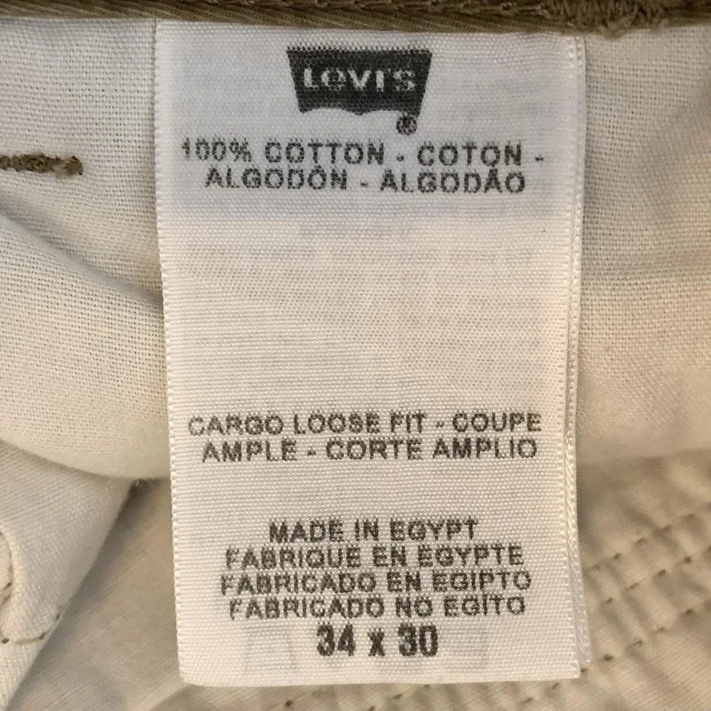 Levi's Cargo Pants Mens 34x30 Beige Cotton Loose Fit Canvas Workwear Utility